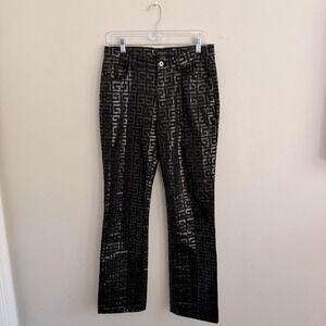 VINTAGE 90'S BLACK GUESS GLOSSY MONOGRAM PRINT PANTS